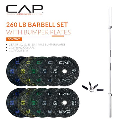 260LB Olympic Weight Set with 7FT Barbell