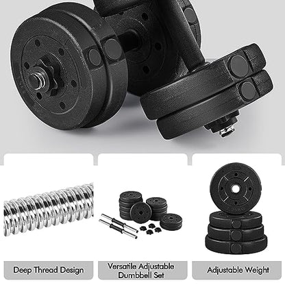 Adjustable Dumbbell Set with Secure Spinlock Collars