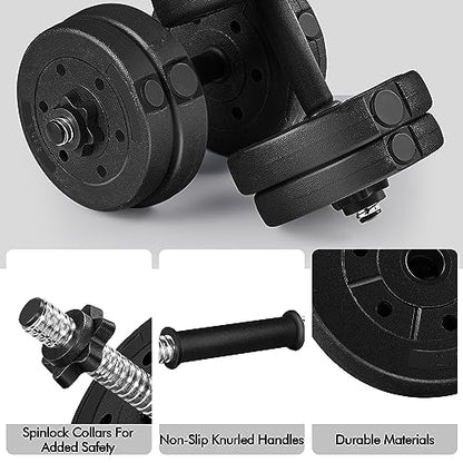 Adjustable Dumbbell Set with Secure Spinlock Collars