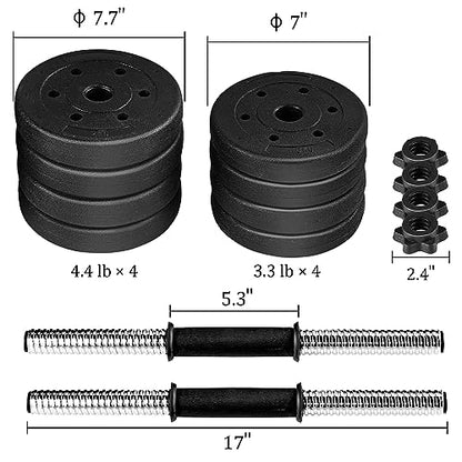 Adjustable Dumbbell Set with Secure Spinlock Collars