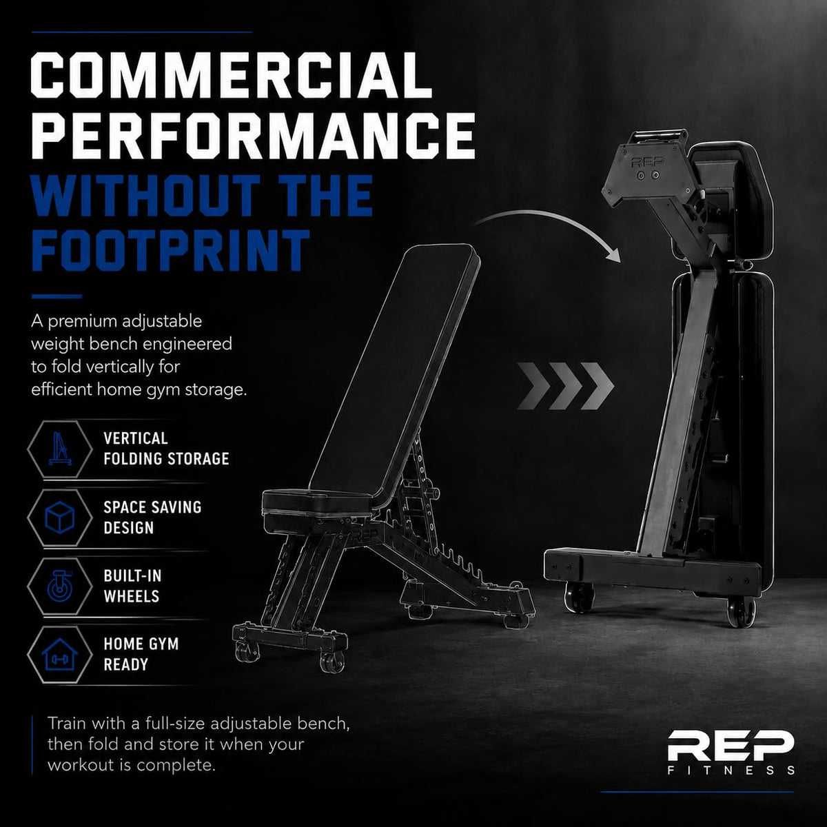 Adjustable Weight Bench with Space-Saving Fold