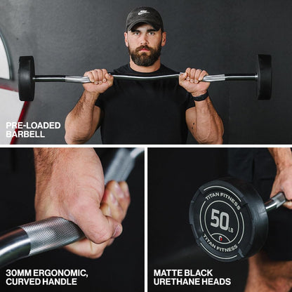 Rubber Fixed Barbell for Strength & Weight Training