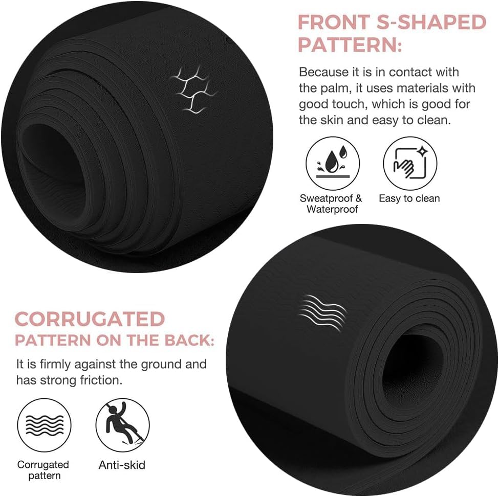 Non-Slip TPE Yoga Mat with Alignment Guide