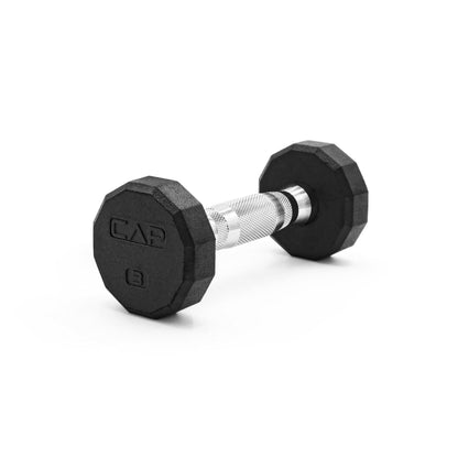 Rubber Hex Dumbbell with Chrome Comfort Grip