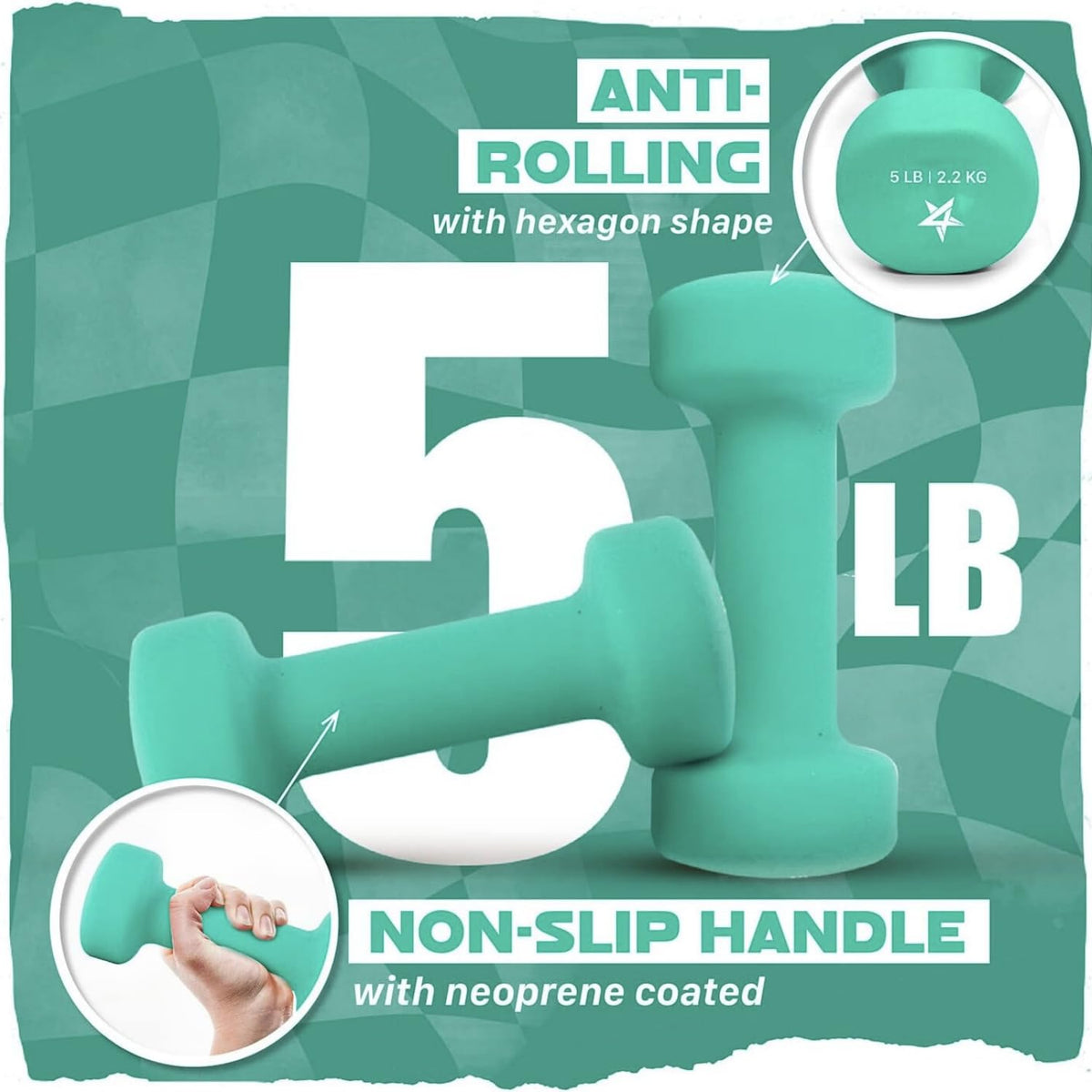 Neoprene Dumbbell Set with Non-Slip Grip, 10 Lbs