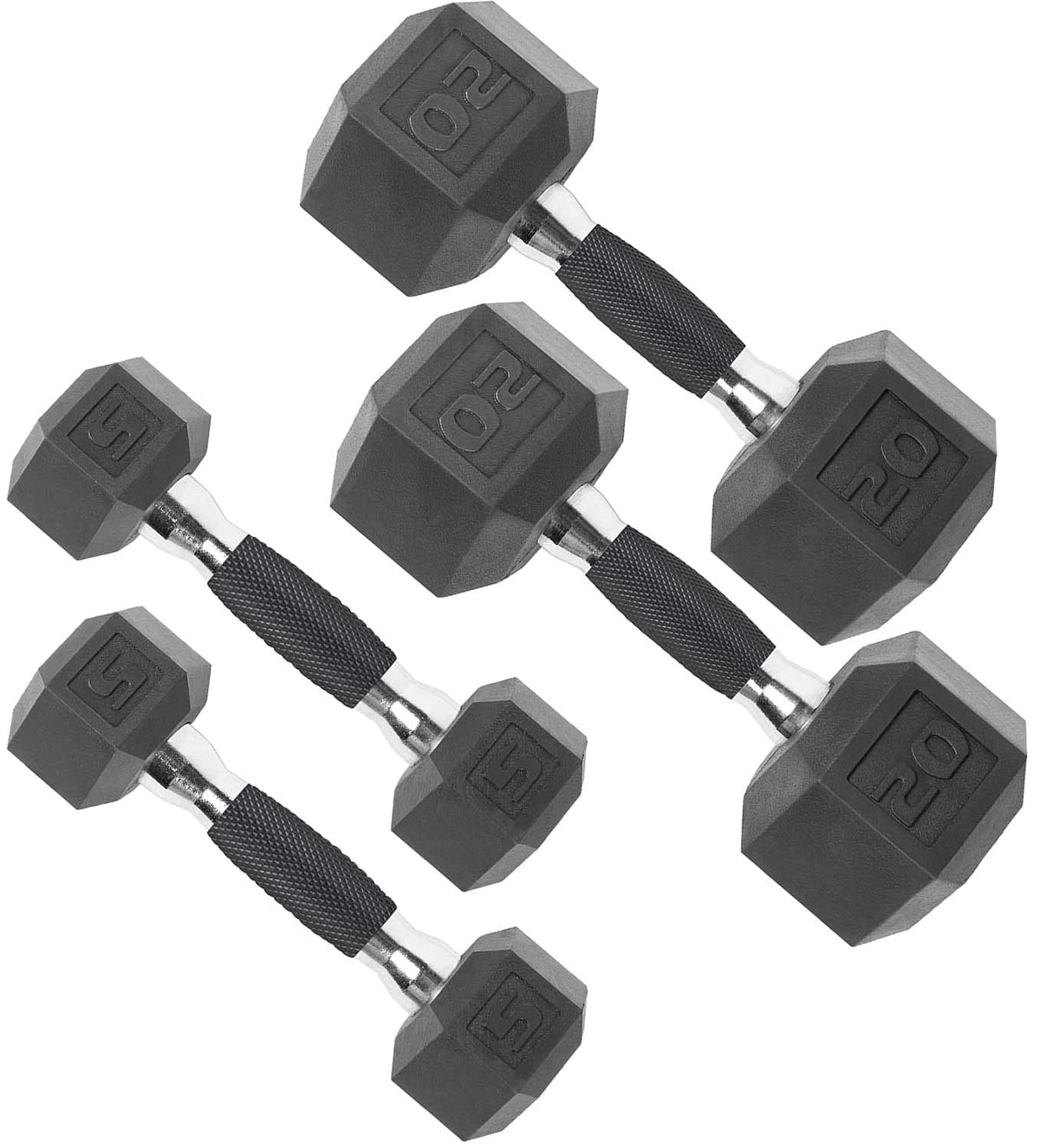 Rubber Hex Dumbbells with Comfort Grip Handles