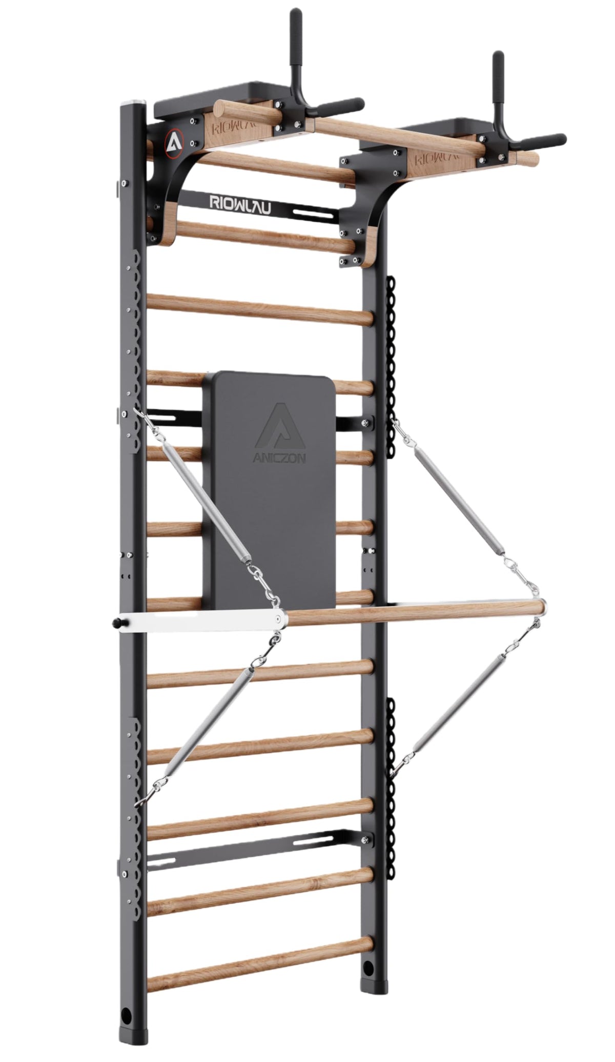 Wood Stall Bar with Adjustable Pull-Up & Dip Station