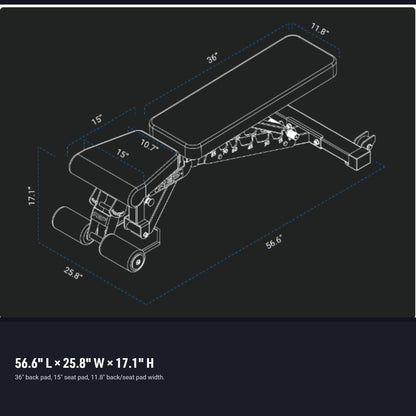 Foldable FID Weight Bench for Adjustable Training