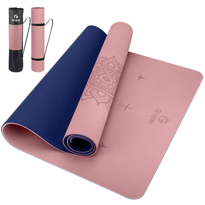 Non-Slip TPE Yoga Mat with Alignment Guide