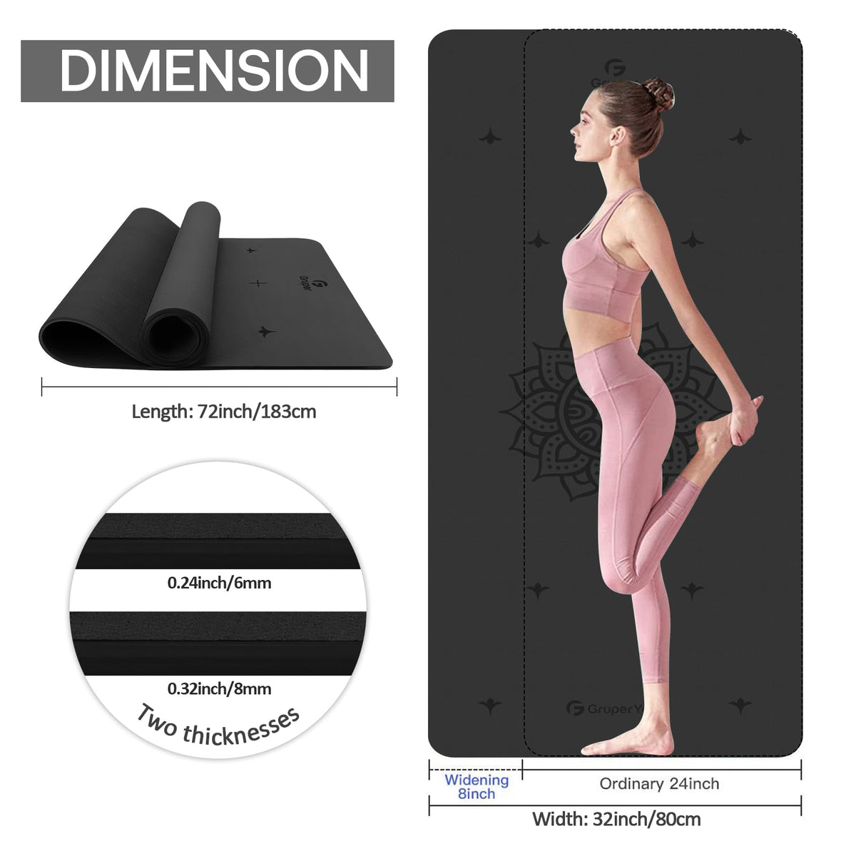 Non-Slip TPE Yoga Mat with Alignment Guide