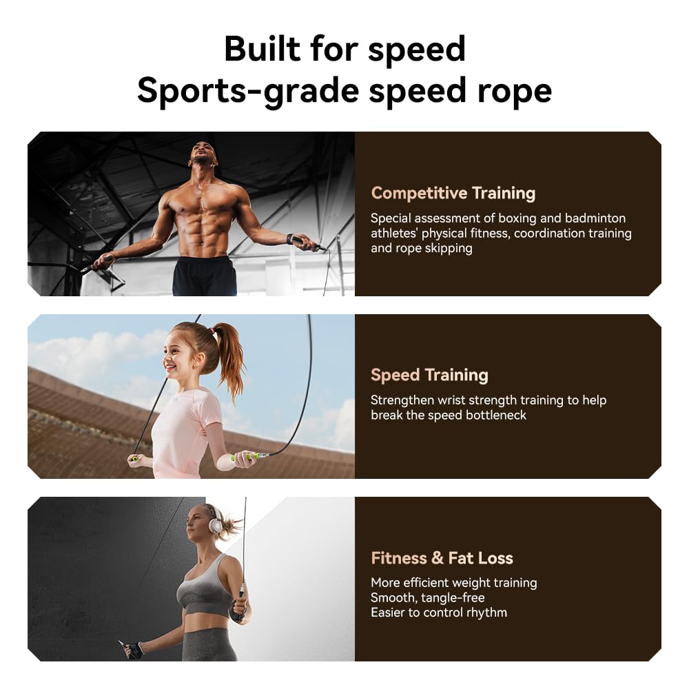 Weighted Jump Rope with Dual-Bearing Speed Rotation