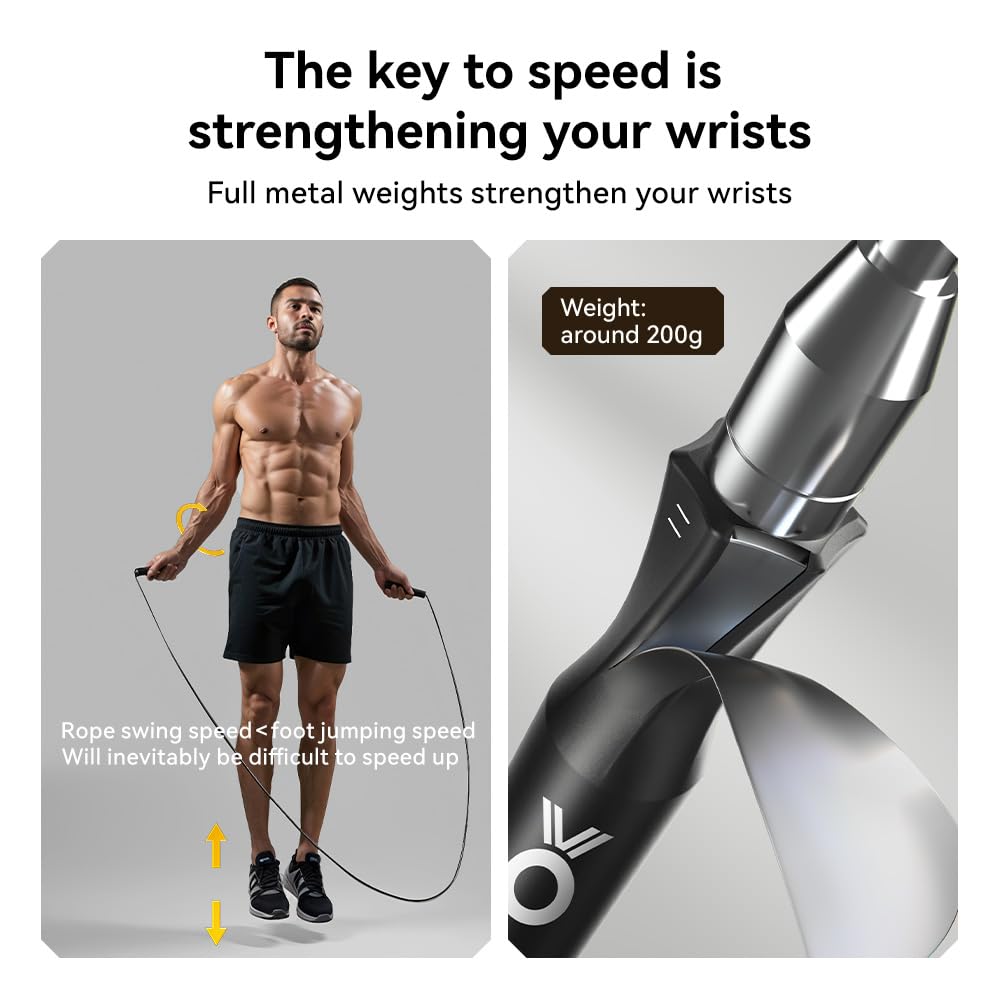 Weighted Jump Rope with Dual-Bearing Speed Rotation