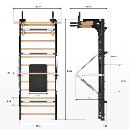 Wood Stall Bar with Adjustable Pull-Up & Dip Station