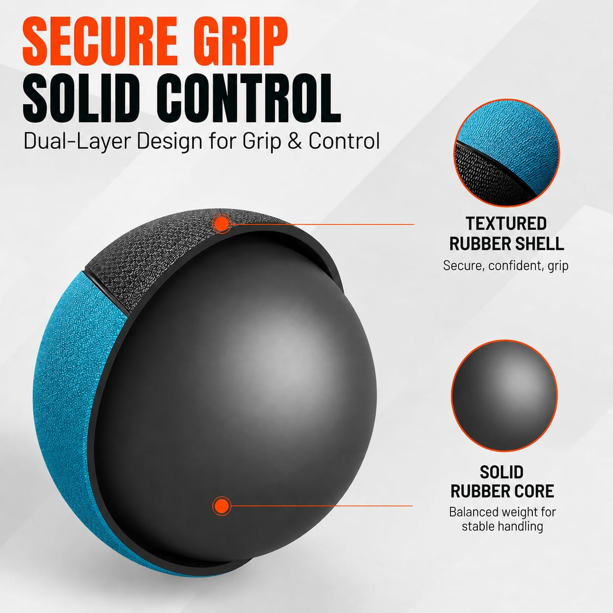 Rubber Slam Ball with High-Grip Textured Surface