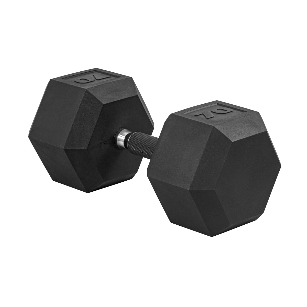 Rubber Hex Dumbbell with Chrome Comfort Grip