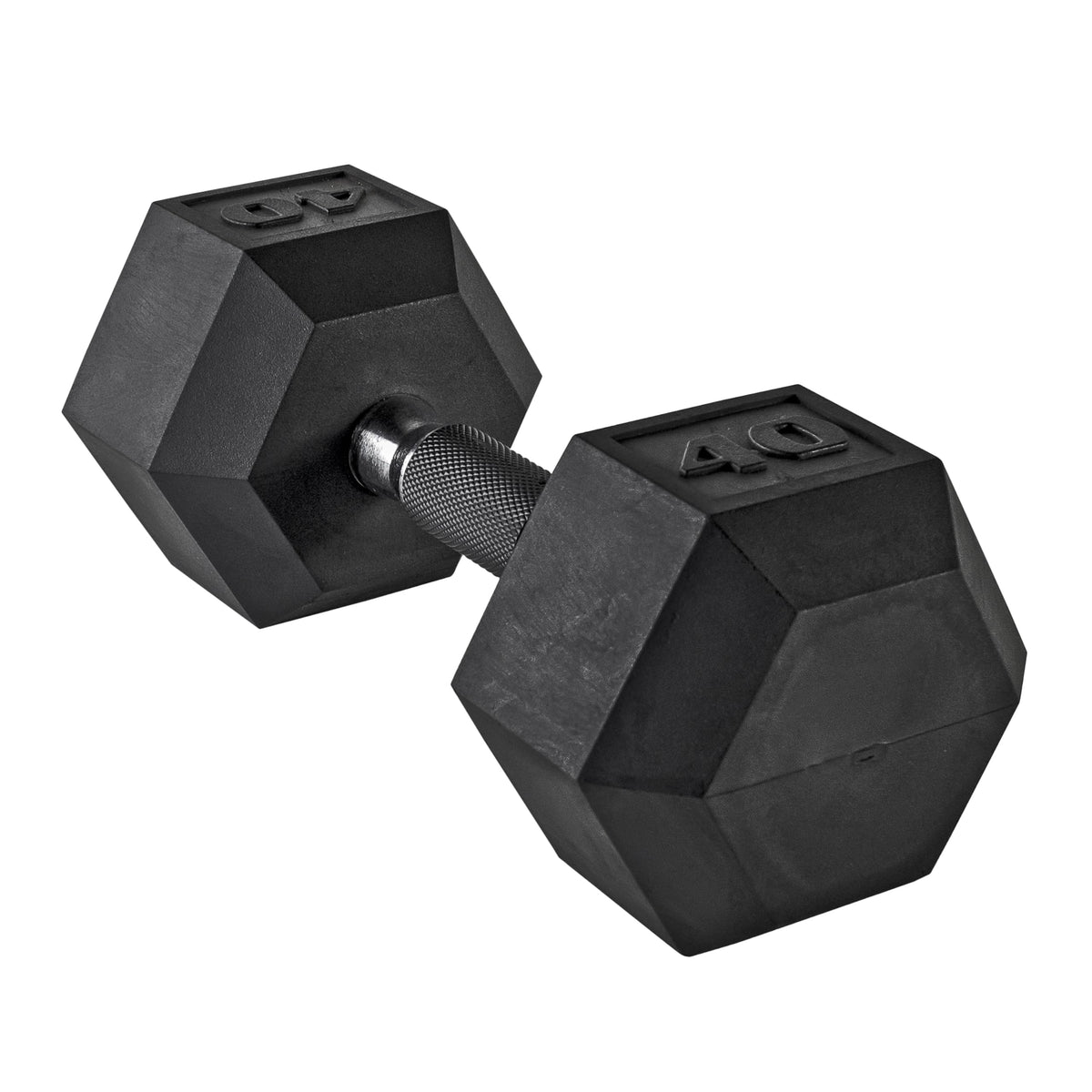 Rubber Hex Dumbbell with Chrome Comfort Grip