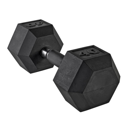 Rubber Hex Dumbbell with Chrome Comfort Grip