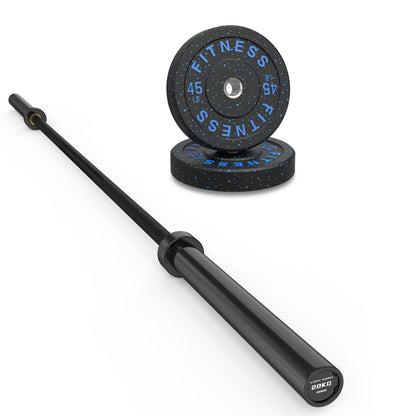 Olympic Barbell Set with Bumper Plates & Rack