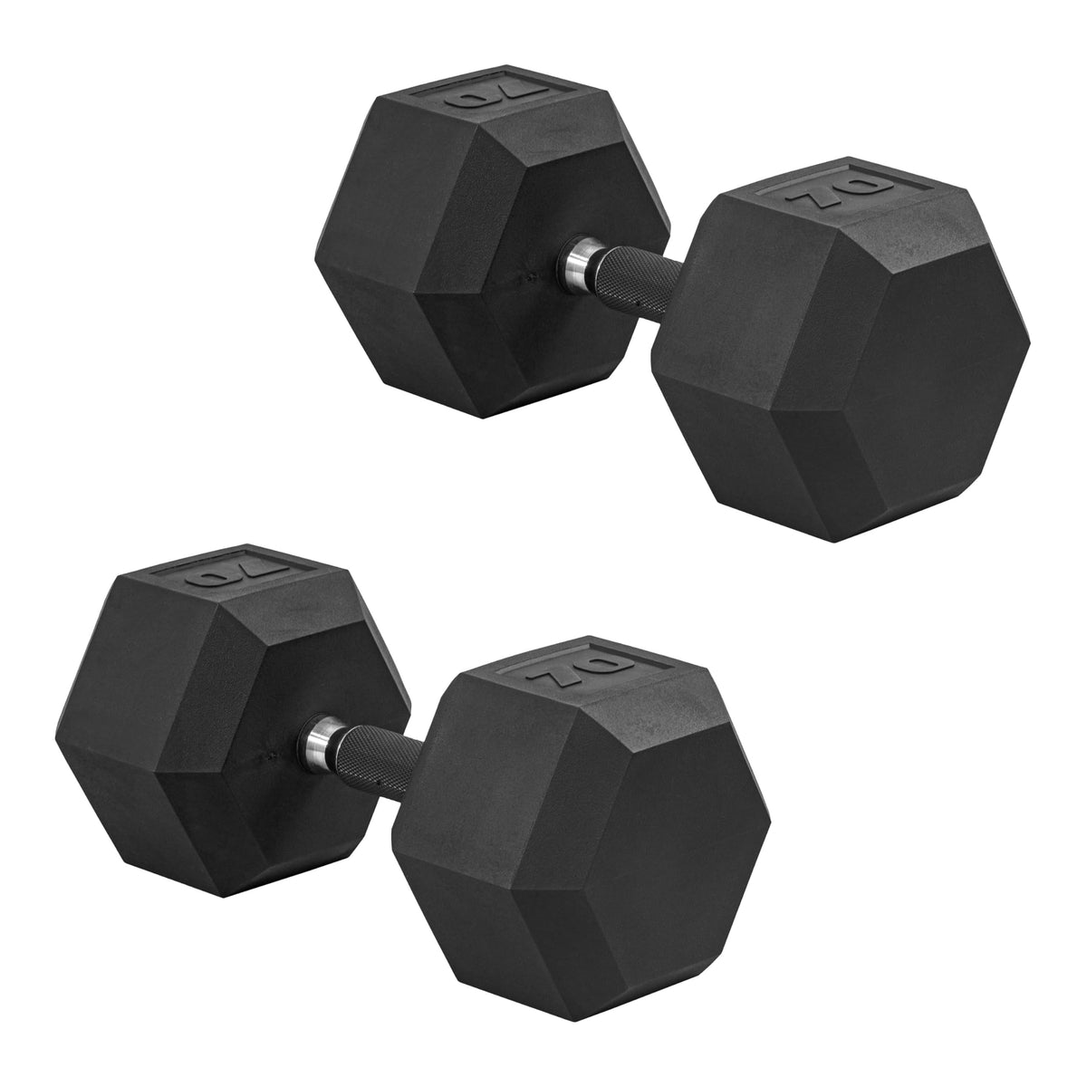 Rubber Hex Dumbbells with Comfort Grip Handles