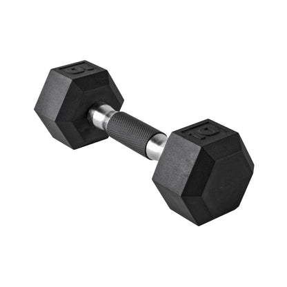 Rubber Hex Dumbbell with Chrome Comfort Grip