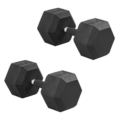 Rubber Hex Dumbbells with Comfort Grip Handles