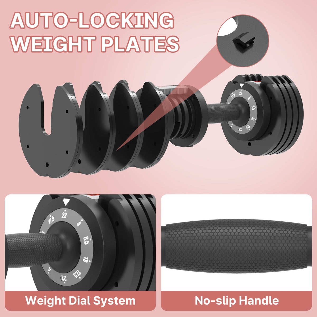 Quick-Adjust Dumbbell with Space-Saving Design