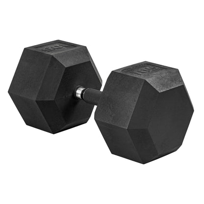 Rubber Hex Dumbbell with Chrome Comfort Grip