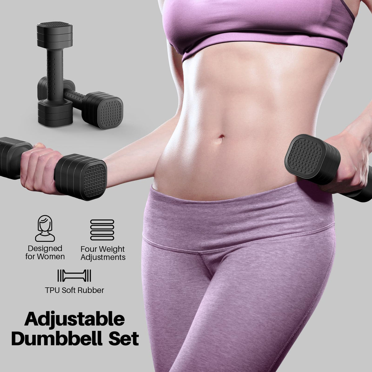4-in-1 Adjustable Dumbbells with Soft-Grip Handles