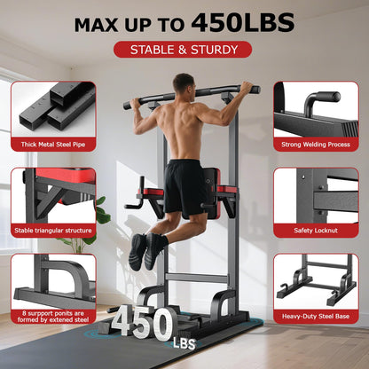 450LB Adjustable Power Tower with Pull-Up & Dip Station