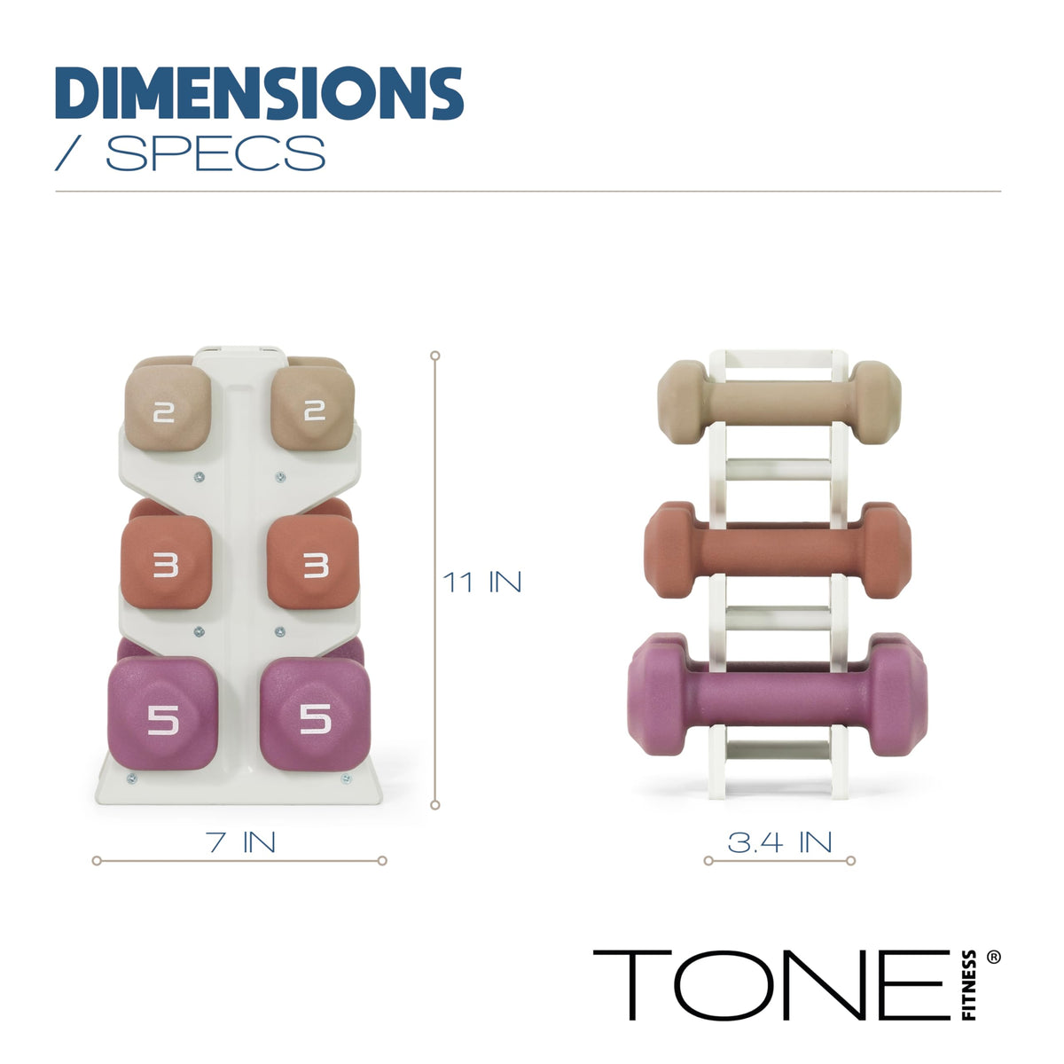 Neoprene Dumbbell Set with Compact Storage Rack