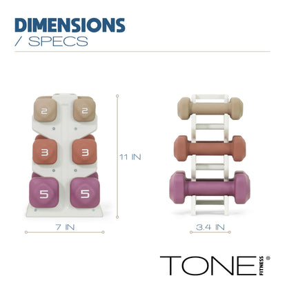 Neoprene Dumbbell Set with Compact Storage Rack