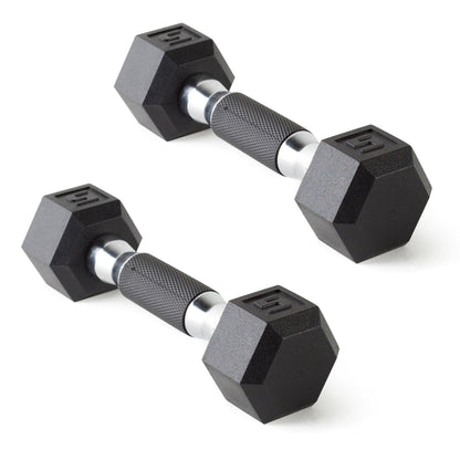 Rubber Hex Dumbbells with Comfort Grip Handles