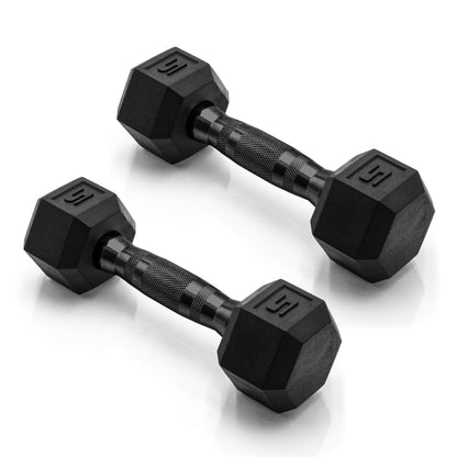 Rubber Hex Dumbbells with Comfort Grip Handles