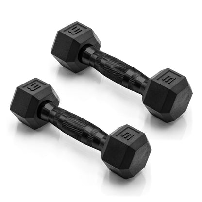 Rubber Hex Dumbbells with Comfort Grip Handles