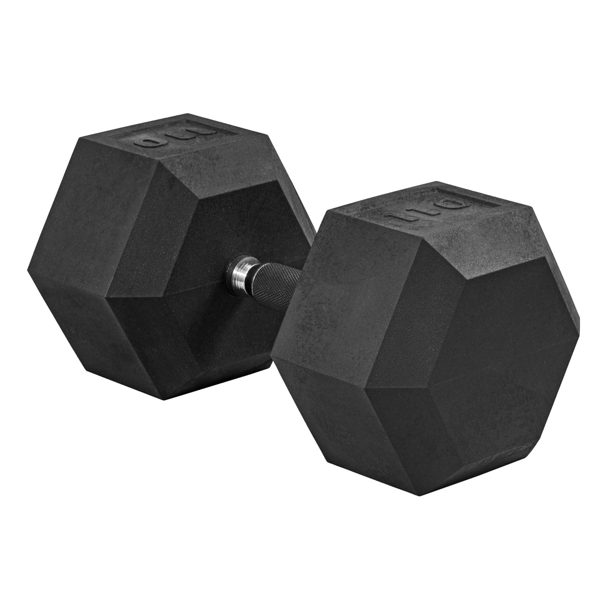 Rubber Hex Dumbbell with Chrome Comfort Grip