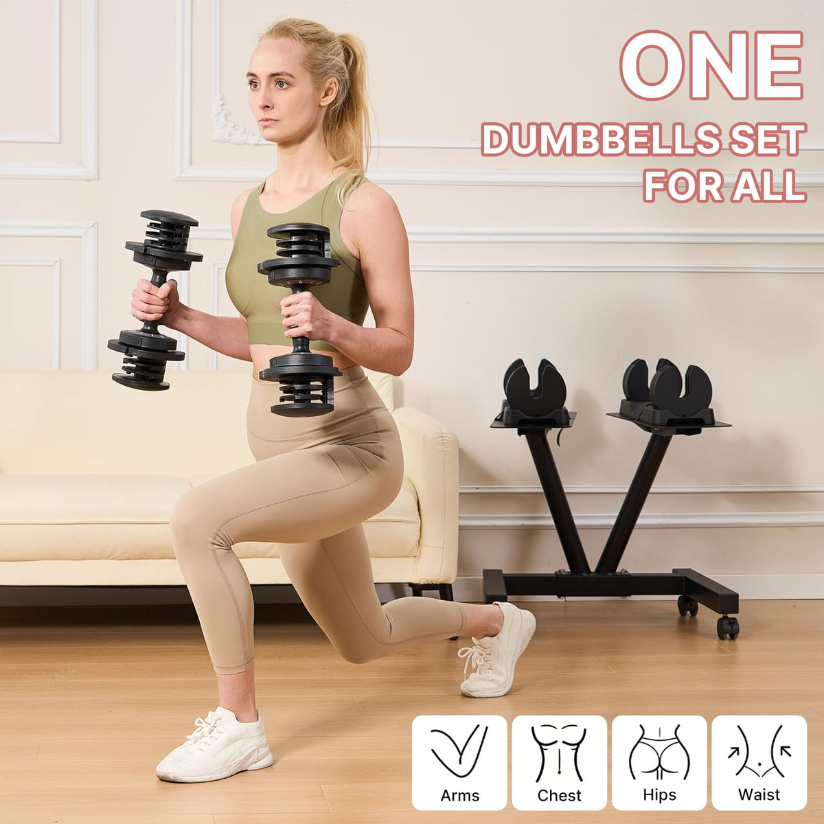Quick-Adjust Dumbbell with Space-Saving Design
