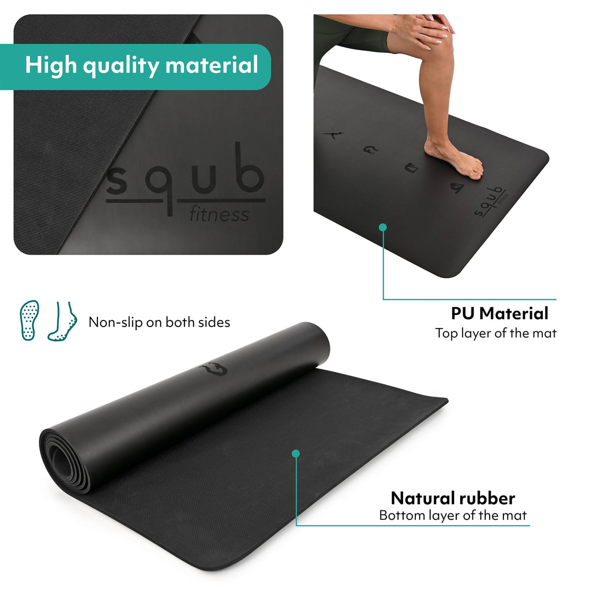 5mm Non-Slip Yoga Mat with Natural Rubber Grip