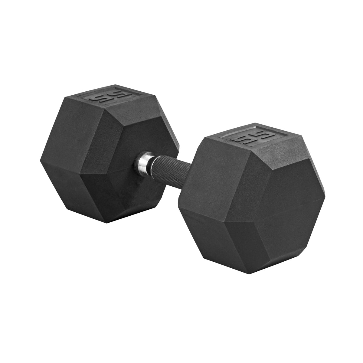Rubber Hex Dumbbell with Chrome Comfort Grip
