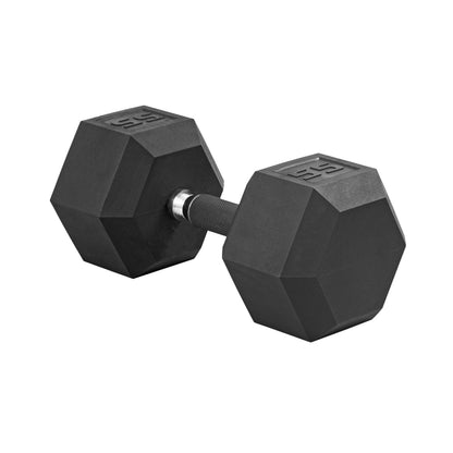Rubber Hex Dumbbell with Chrome Comfort Grip