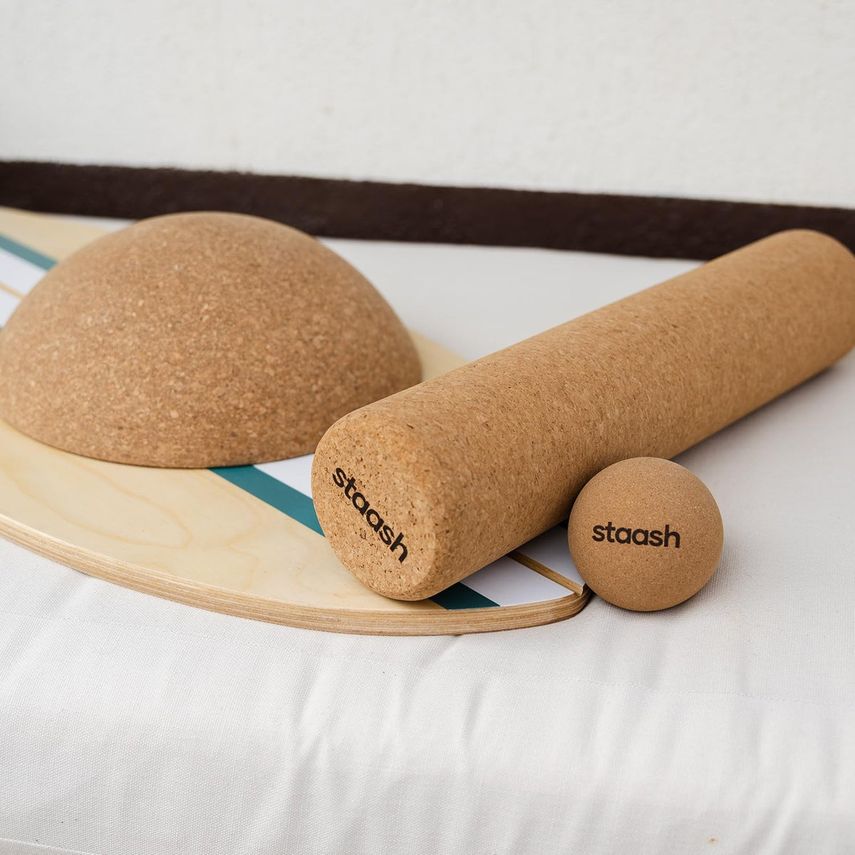 Birch Wood Balance Board Kit with Cork Roller