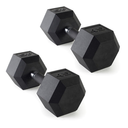Rubber Hex Dumbbells with Comfort Grip Handles
