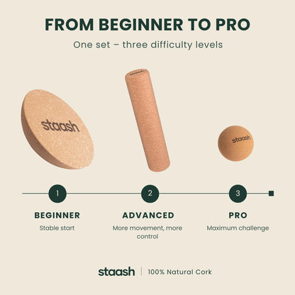 Birch Wood Balance Board Kit with Cork Roller