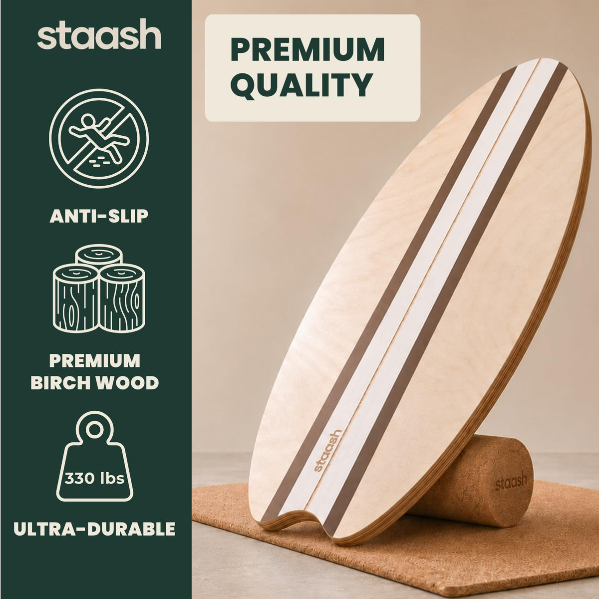 Birch Wood Balance Board Kit with Cork Roller