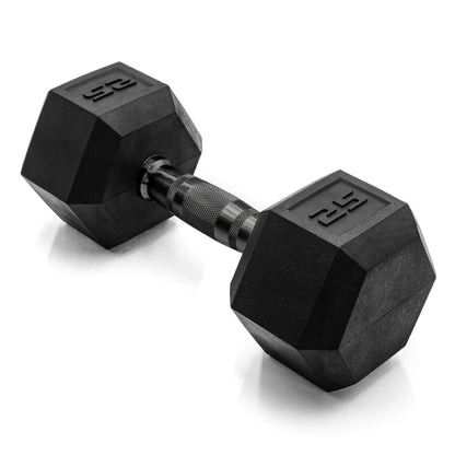 Rubber Hex Dumbbell with Chrome Comfort Grip