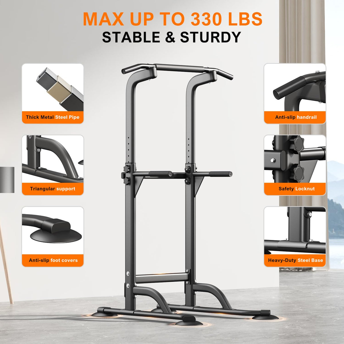 Adjustable Power Tower for Pull-Ups & Dip Training