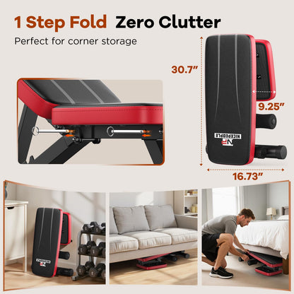 660LB Foldable Weight Bench with 8 Backrest Positions
