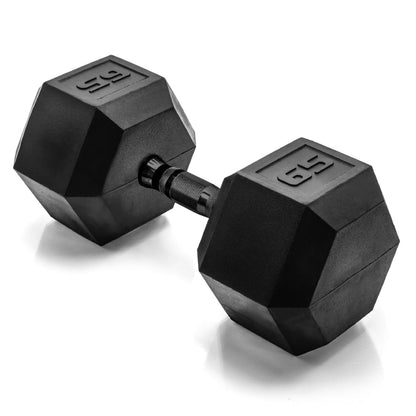 Rubber Hex Dumbbell with Chrome Comfort Grip