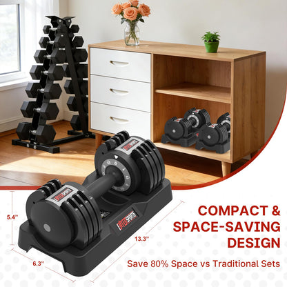 Quick-Adjust Dumbbell with Space-Saving Design