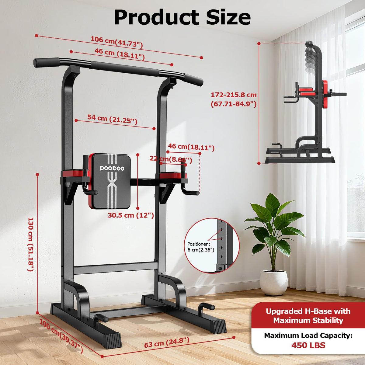 450LB Adjustable Power Tower with Pull-Up & Dip Station