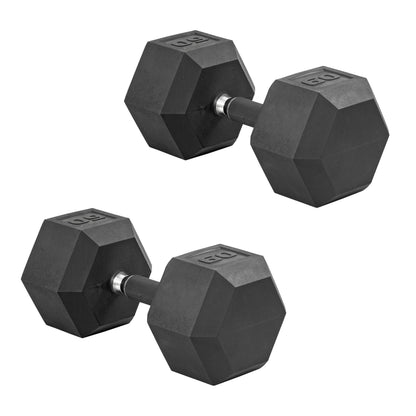 Rubber Hex Dumbbells with Comfort Grip Handles